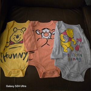 Disney Winnie the Pooh Bodysuit Trio - Yellow, Orange, Gray